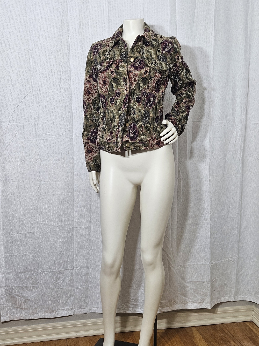 Caribbean Joe Floral Tapestry Jacket Small Cottagecore Boho Like New - Picture 3 of 10